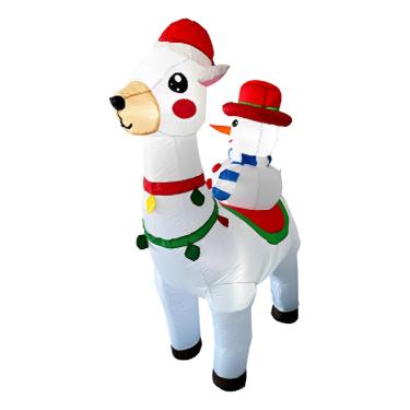 Imagem de Boneco de neve de natal monta uma alpaca alpaca 1.8m decora??o de natal inverno inflável boneco de neve inflável terno de natal para festa em casa/738