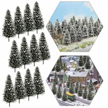Imagem de Evemodel 40 peças de pinheiro modelo com neve 2,72 polegadas (69 mm) para trem diorama ferroviário cenário de inverno paisagem layout escala HO N (2,72 polegadas (69 mm) - 40 peças)