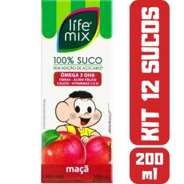 Imagem de Kit 12 Sucos Life Mix Kids 200ml Turma Da Mônica Sabor Maçã