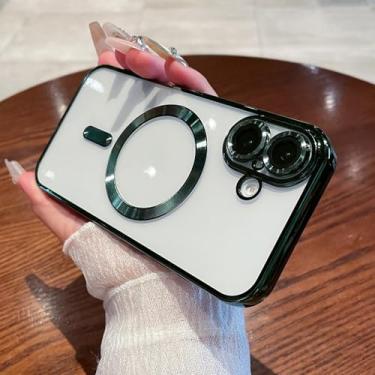 Imagem de Capa de telefone magnética de luxo com revestimento transparente para Samsung Galaxy S24 S23 FE S22 S21 S20 Plus Note 10 20 Ultra A55 A35 A15 A05, verde, para Galaxy S24Plus