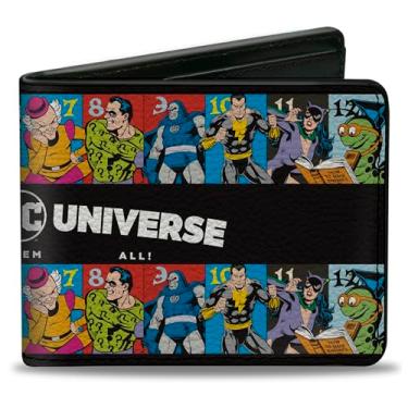 Imagem de Carteira DC Comics, Bifold, Villains of the Dc Universe, blocos de personagens preto e branco, couro vegano, Preto, 4.0" x 3.5", Casual