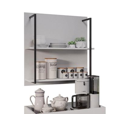 Imagem de Prateleira Industrial Dupla Cozinha Suspenso Painel Parede Eri 70,5cm Branco M12 - D`rossi