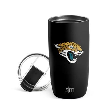 Imagem de Simple Modern Copo de café de viagem oficialmente licenciado NFL Jacksonville Jaguars 473 ml com tampa flip | Copo de aço inoxidável | Presentes de futebol para homens, mulheres | Coleção Voyager |