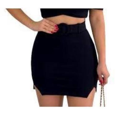 Imagem de Saia Feminina Curta Justa Duas Fendas Modinha Verão - Vivi Rangel, Pre