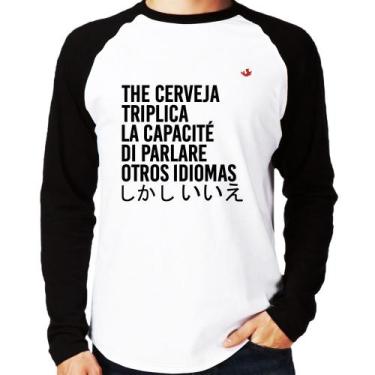 Imagem de Camiseta Raglan The cerveja triplica la capacité di parlare otros idio