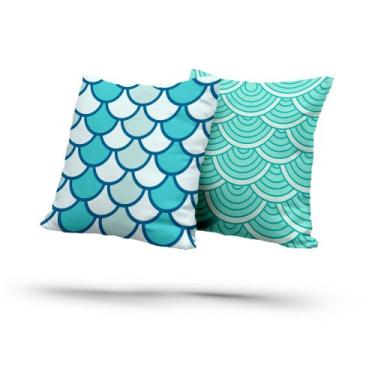 Imagem de Kit 2 Almofadas com Enchimento Aqua Escamas Tifany - Core Decore