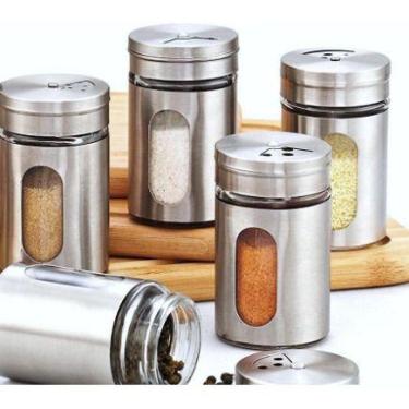 Imagem de 1 Porta Condimento Para Saleiro Pimenteiro Temperos Aço Inox - oem