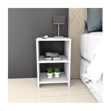 Imagem de Mesa Cabeceira em MDF Branco Quadrado com Divisórias - Nicho e Caprich