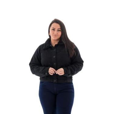 Imagem de Jaqueta Jeans Feminina Arauto com Pêlo Black - ARAUTO JEANS, Preto, G