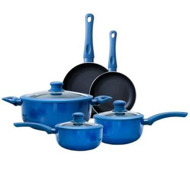 Imagem de Conjunto De Panelas Indução C/ 5 Peças Tampas Silicone Antiaderente Re