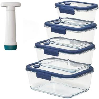 Imagem de Kit Potes De Vidro Com Bomba Vácuo 5 Peças Tampa Vidro Glace - Neoflam