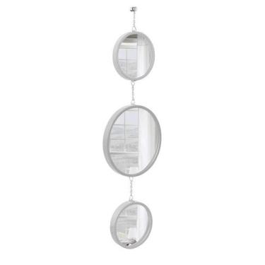 Imagem de  Espelho Decorativo Triplo Cinza Alça Corrente 20 Cm 30 Cm 20 Cm Redon