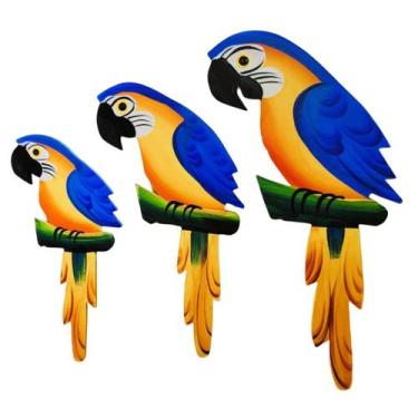 Imagem de Trio De Arara G Decoração Quadro Mdf Parede Kit Para Varanda Jardim - 