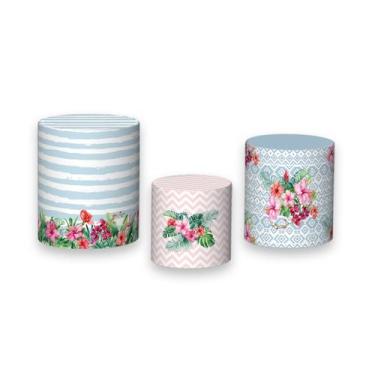 Imagem de Trio De Capa Cilindro - Tropical Aloha Listrado 011 - Via Cores