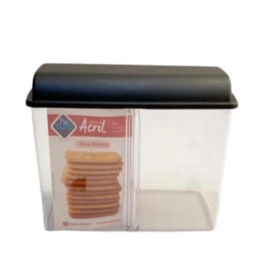 Imagem de Porta Biscoito Bolacha Preto de Acrílico com Tampa + Divisória - Plast