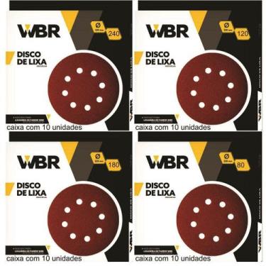Imagem de Kit Disco Lixa Girafa 40un 225mm grãos 80, 120, 180, 240. - WBR