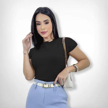 Imagem de Blusa Basica Feminina Manga Curta Tricot Modal Social - Swiss Boutique