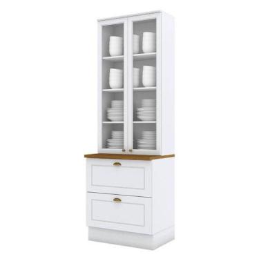 Imagem de Cristaleira Branco Com Tampo Naturale - Henn - MÓVEIS HENN