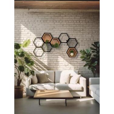 Imagem de Colmeia Essenza Organizadora 8 Hexágonos - Casa Quentinha, MDF Nogal S