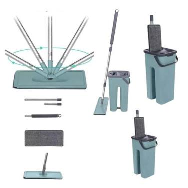 Imagem de Mop Rodo Com Balde Esfregão Flat Lava E Seca De Microfibra Multiuso li