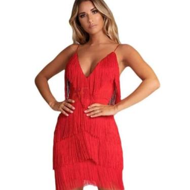 Imagem de Vestido Com Borla (franjas) várias cores ano novo - Amei, Vermelho, G