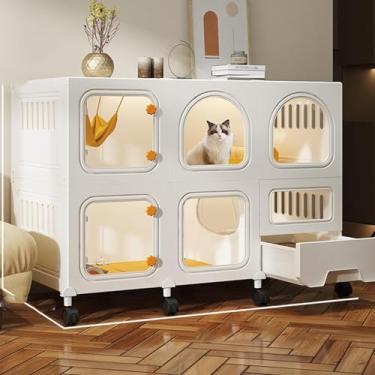 Imagem de Caixa para gatos, grande gaiola interna para gatos, cercadinho para gatos de 2/3 camadas, canil para gatos, fácil acesso superior/inferior de 2 portas, local de exercícios ideal para gatos, canil de