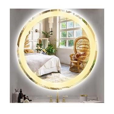 Imagem de Espelho redondo jateado iluminado com led quente frontal 70cm - Woodgl