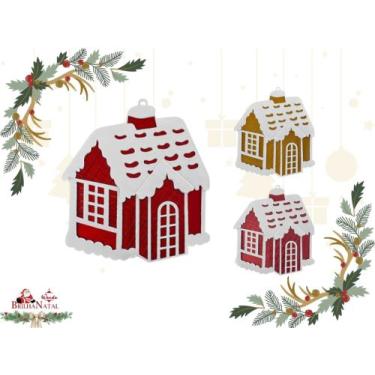 Imagem de Kit Atacadista com 10 Casa Waffle de 16 cm Decoração Natalina - Enfeit