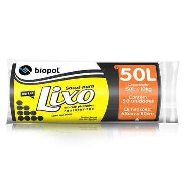 Imagem de Saco De Lixo Preto Resistente 50 Litros Em Rolo Com 50und - Biopol