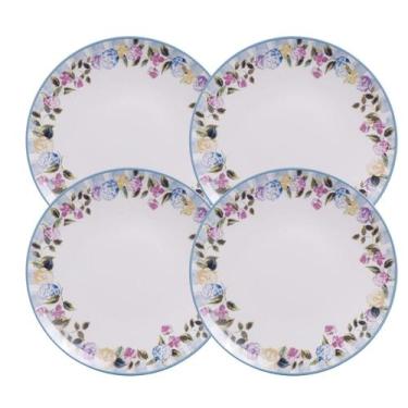 Imagem de Jogo De Pratos Raso Refeição Kit 4 Peças Porcelana 25cm Aura Tramontin