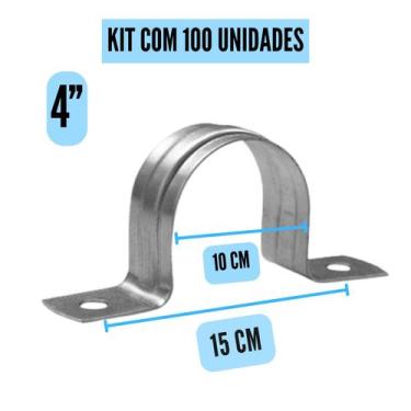 Imagem de Abraçadeira Tipo U Metal Para Tubos 1/2, 3/4, 1", 2", 3", 4" C/ 100 Un