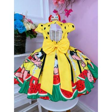 Imagem de Vestido Infantil Mag. Amarelo C/ Cinto de Pérolas e Laço - mimadine, 0