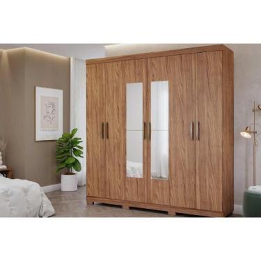 Imagem de Guarda Roupa Casal 6 Portas e 3 Gavetas c/ Espelho Clara Avelã - Panan