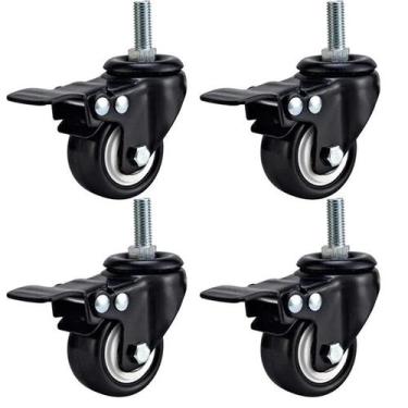 Imagem de (4pçs) RODIZIO PRETO GIRAT. ROSCA TRAVA RODA 50MM ROLAMENTO - COLSON
