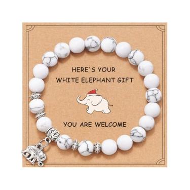 Imagem de Tarsus Presentes de elefante branco para adultos, pulseiras de presente de elefante branco engraçadas e úteis ideias de Natal para mulheres e homens, average, Aço inoxidável, Sem Pedra Preciosa