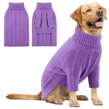 Imagem de Queenmore Suéter de cachorro GG, suéteres de Natal para cães extragrandes meninas meninos, roupas quentes e macias para cachorrinhos, roupas de inverno para animais de estimação de malha de gola rolê