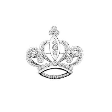 Imagem de LQRI Broche de coroa de princesa rainha com strass de cristal para mulheres meninas coroa tiara para festa de casamento/banquete/aniversário, middle, Aço inoxidável, na-