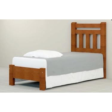 Imagem de Cama de Solteiro Tokio de Madeira Maciça Angelim Pedra/Tauari - Cor Imbuia