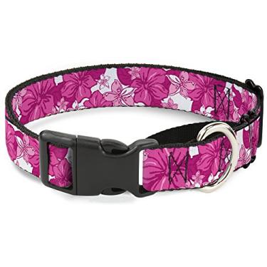 Imagem de Buckle-Down Coleira para cães MGC-W30872-L Hibiscus Colage Branco/Rosa, Grande