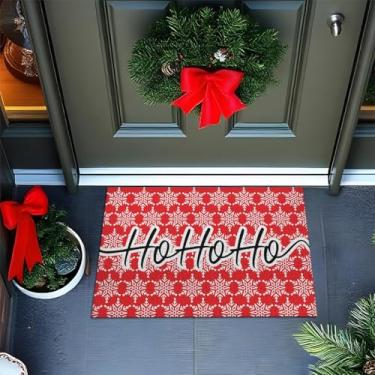 Imagem de Tapete De Porta Capacho Divertido HOHOHO VERMELHO E BRANCO Ca946