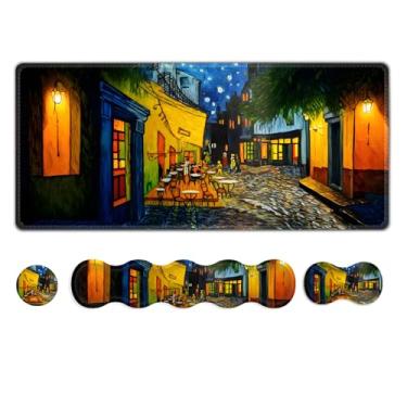 Imagem de NXZGO Tapete de mesa para jogos, bonito descanso de pulso para teclado, tapete de mouse antiderrapante XXL com suporte de pulso para mesa e terraço