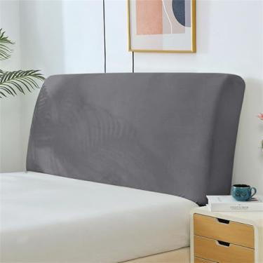 Imagem de Boxonly Capa elástica para cabeceira, protetor de cama elástico para decoração de quarto, cobertura total, cinza claro (tamanho 200 x 70 cm)