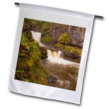 Imagem de 3dRose fl_143901_2 Bandeira de jardim EUA, Havaí, Maui, Sete Piscinas Sagradas, Cachoeiras US12 BJY0022, 45,72 x 68,56 cm