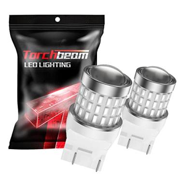Imagem de Torchbeam Lâmpada de LED 7440 7443 com luzes vermelhas brilhantes, 3000LM Wedge LED com projetor, T20 7441 7444 W21W, lâmpada de freio estroboscópica, luz de ré / reserva / estacionamento, pacote com 2