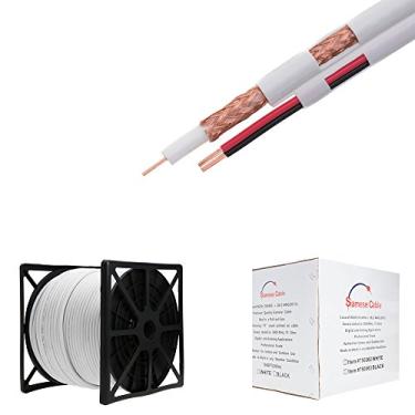 Imagem de Cables Direct Online Cabo Siamês Rg59/U Branco de 500 Pés, 20Awg + 18/2Awg, Blindagem de 95%, Fio de Vídeo Cctv (Branco, 500)