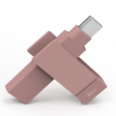 Imagem de PioData Apple MFi Certified 1 TB Morandi Pink iXflash Drive para iPhone, 2 em 1 USB tipo A e C Photo Stick para iPhone, pen drive de armazenamento de iPhone para fotos, iPad, backup de computador