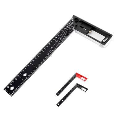 Imagem de VERNILLA 2024 Nova Régua de Medição Multi-Ângulo, Esquadro de Carpinteiro, Esquadro de Enquadramento Combinado de 12", Esquadro Ajustável de 10 A 90 Graus, Esquadro L para Medição (, Preto)