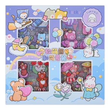 Imagem de Adesivos de scrapbook fofos Kawaii - 100 folhas de desenho animado adesivo transparente para junk journal, agenda, álbum, calendários, suprimentos, caderno, faça você mesmo, decoração de artesanato