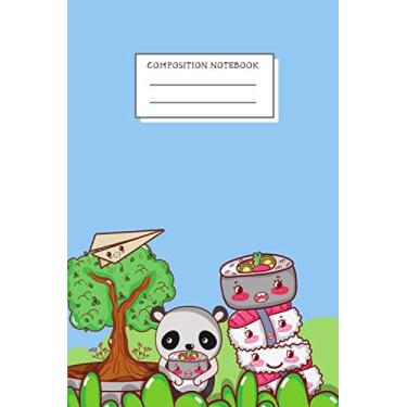 Imagem de Composition Notebook: Origami Panda Eating Japanese Ramen and Suchi Idea Gifts kids Girl or Boy Notebook for High school Students, Teachers & Office, Blank Lined journal