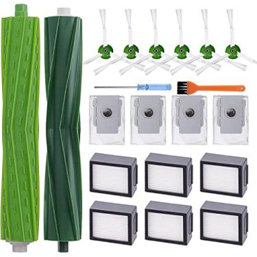Imagem de Peças de reposição para iRobot Roomba i3 i3+ i4 i4+ i6 i6+ i7 i7+ i8 i8+ I Serie Acessórios incluídos 1 conjunto de escovas de borracha multisuperfície e 6 filtros, 6 escovas laterais e 4 sacos de